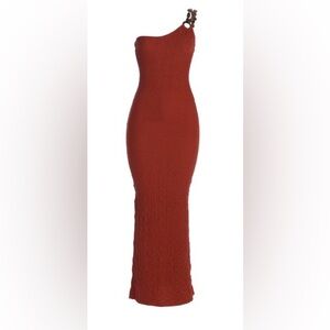 Jluxlabel Bodycon Ribbed Knit Dress in Brick Red, Size XS